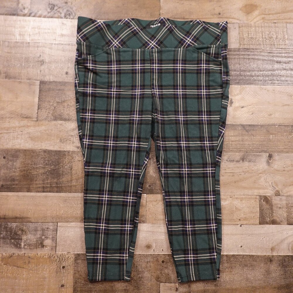 Torrid Pixie Plaid Pants Green Tartan Stretch Ankle Pants Torrid Size‎ 3S (3X)